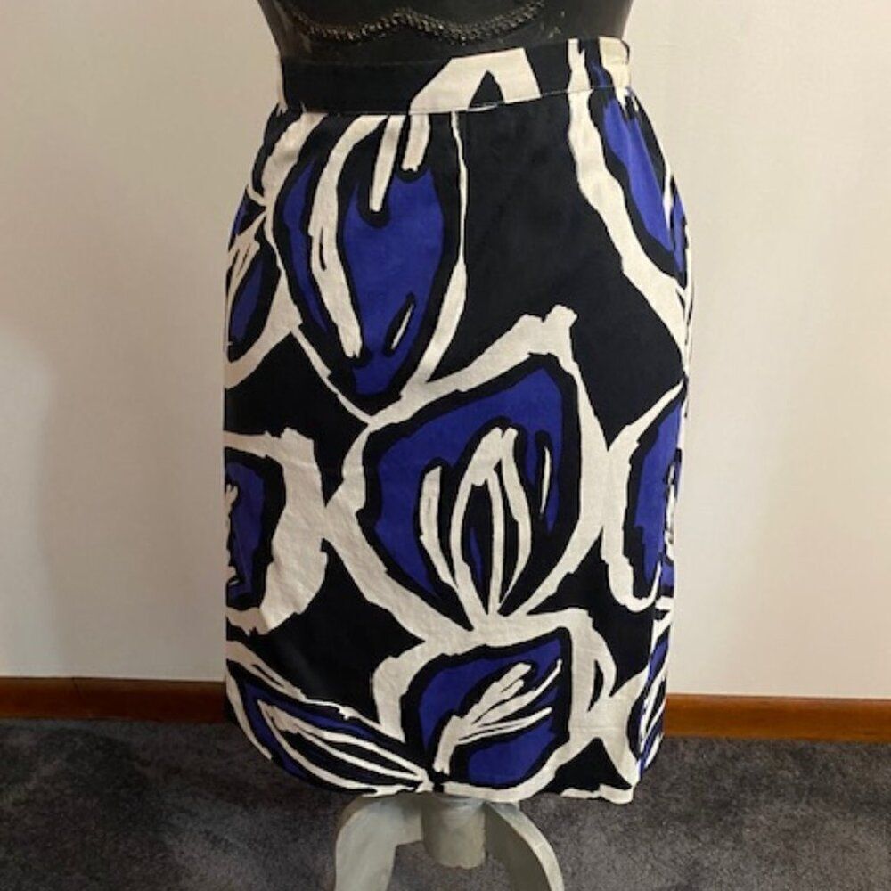 Metrostyle Blue/Black/White pencil skirt, size 16